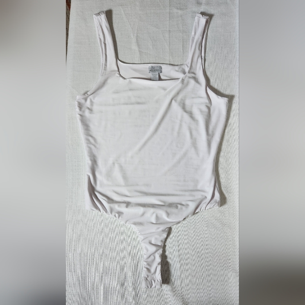 West of Melrose White Sleeveless Bodysuit Thong